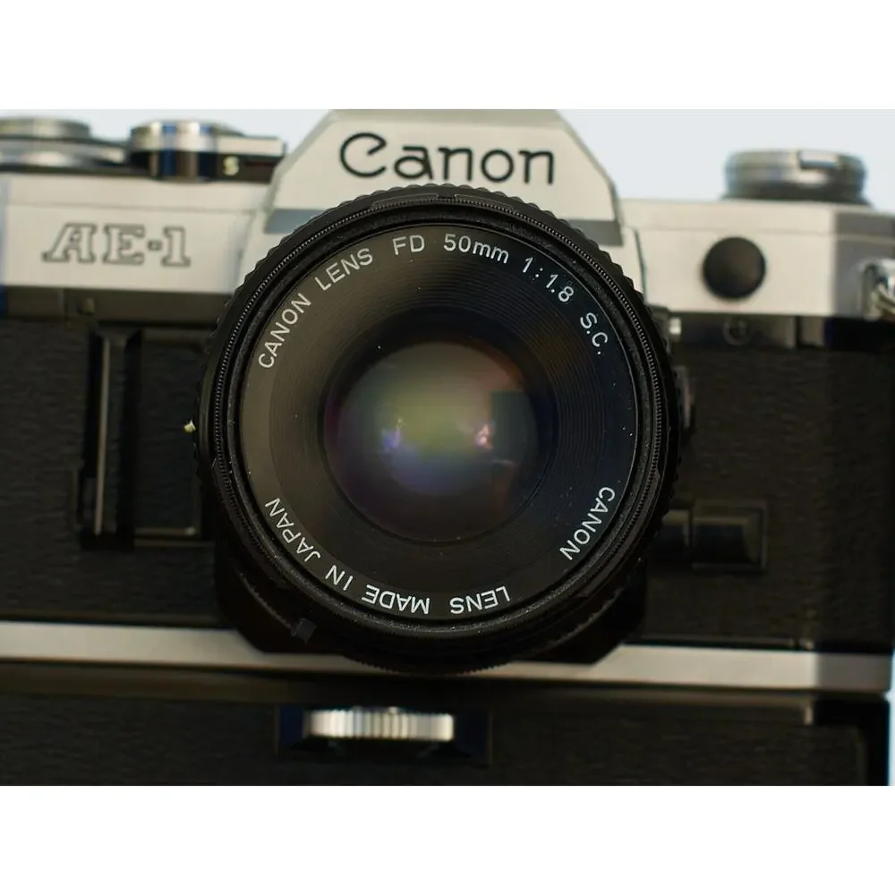 Canon AE-1 35mm Film SLR Camera w/FD 50mm 1.8 Lens | PoweWinder | Case